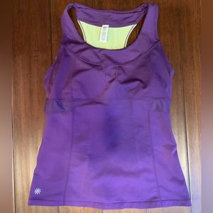 Athleta Tank Top Womens Med Purple Workout Built In Bra Running Pockets